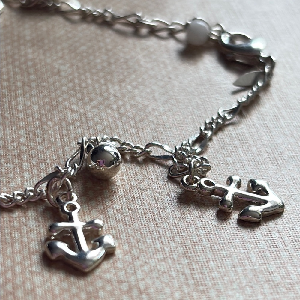 Avon Jewelry Delicate Sail Anchor SilverTone Charm Anklet | NIB B12